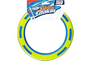 Nerf Dog Rubber & Foam Ring Dog Toy, Flying Disc, Lightweight, Durable and Water Resistant, 9 Inch Diameter, for Medium/Large Breeds, Single Unit, Blue/Green