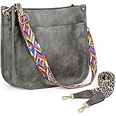 HKCLUF Crossbody Bags for Women Trendy Vegan Leather Hobo Handbags With 2PCS Adjustable Guitar Strap Shoulder Bucket Bags