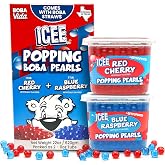 BobaVida ICEE Blue Raspberry Red Cherry Boba Pearls for Halloween, 2 Tubs | Bubble Tea &amp; Mocktail Topping, Gourmet Bursting Boba, Gluten Free, No High Fructose Corn Syrup, No Artificial Preservatives