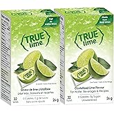 True Lime, Unsweetened Crystallized Lime (Pack of 2 Boxes, Total 64 Individual Packets)