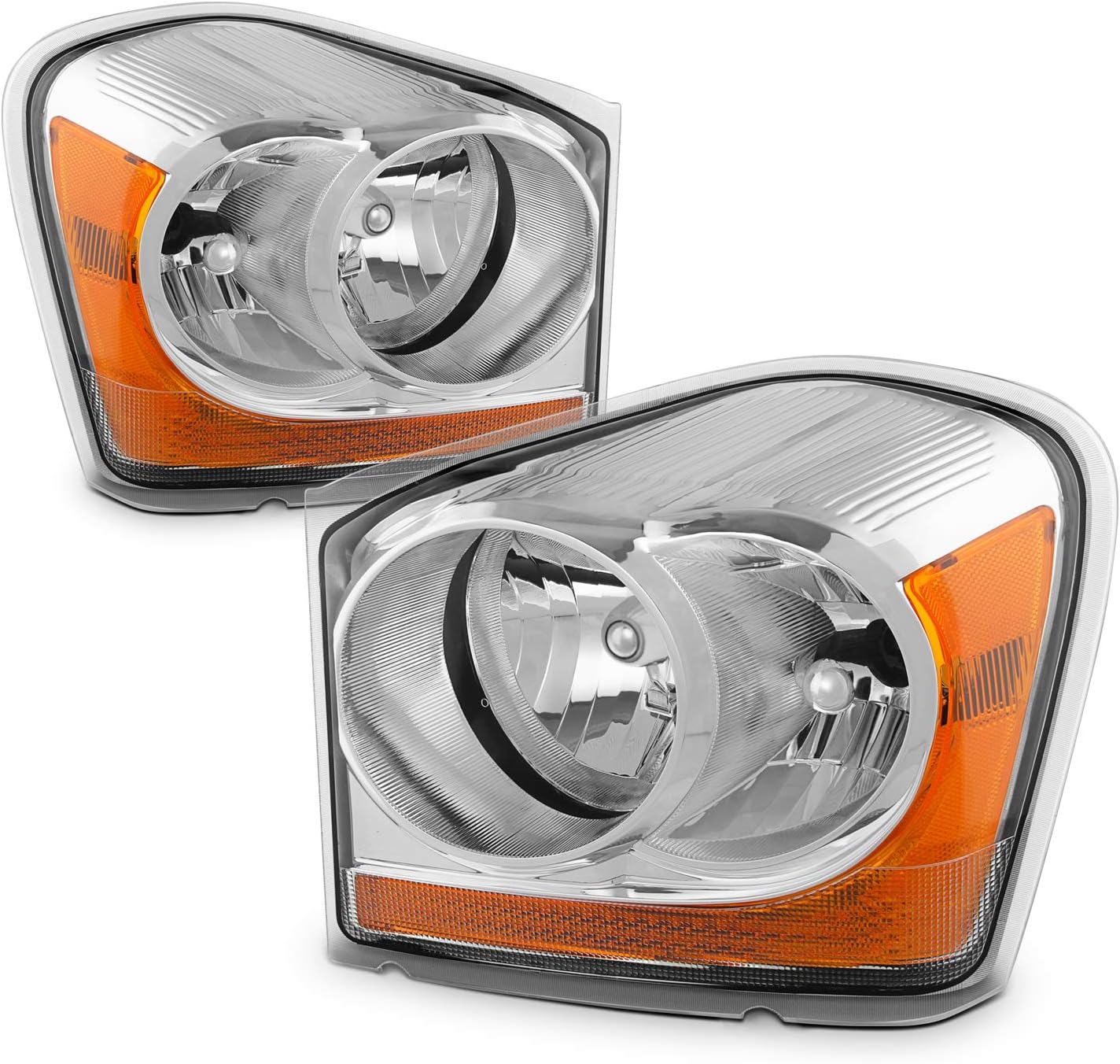 Amazon Com Akkon For Dodge Durango Oe Replacement Chrome Bezel Headlights Driver Passenger Head Lamps Pair New Automotive