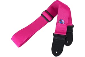 Protec Guitar Strap featuring Thick Leather Ends and Pick Pocket, Strawberry