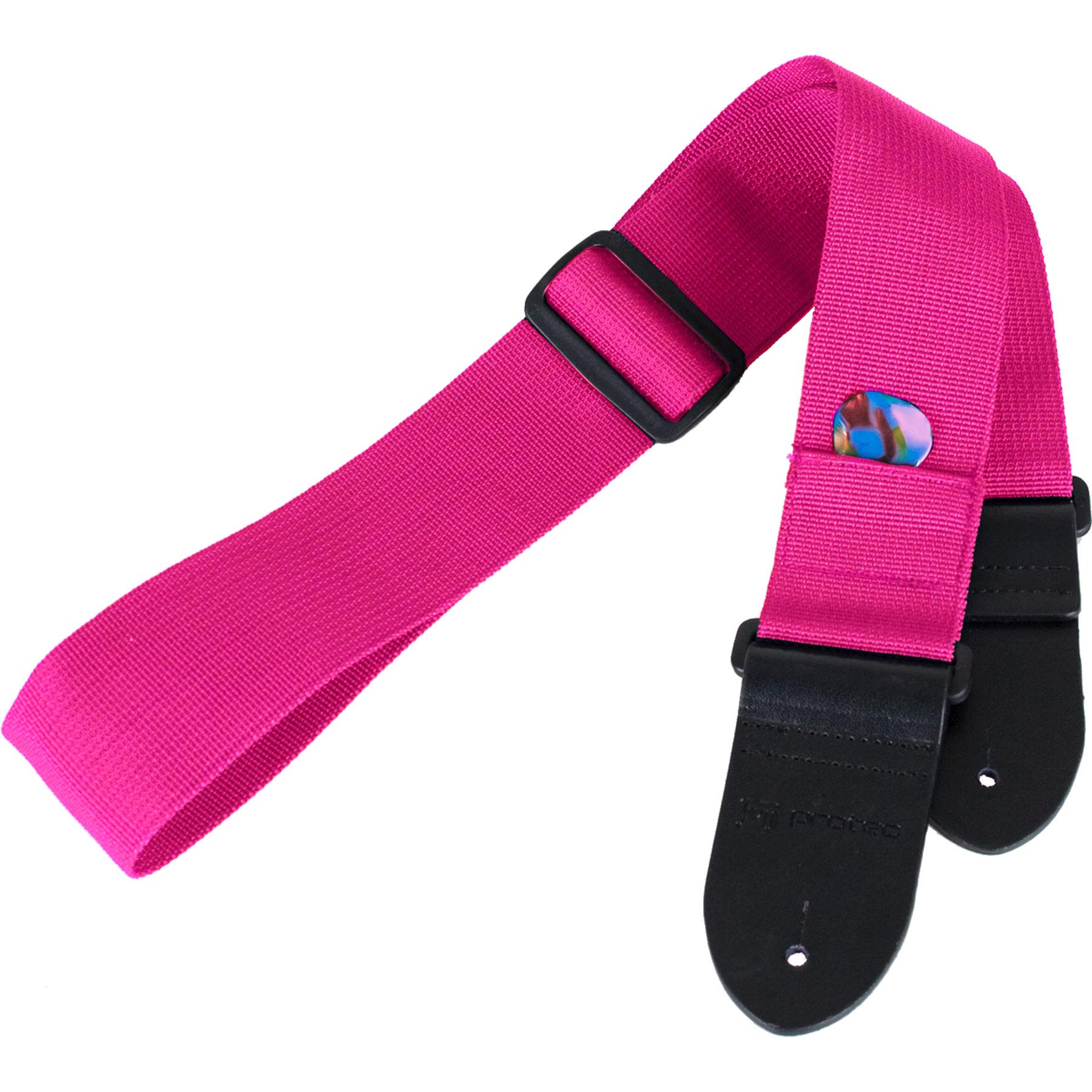 Protec POLYSTSB Guitar Strap with Cross and Pick Pocket - Strawberry