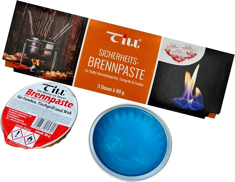 Till Burning Paste 3x80g Fondue Table BBQ Hot Stone Safe Flammable