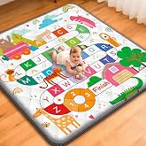 Duwenem Baby Play Mat for Floor,50x50 Inch Soft Padding Crawling Mat, Foldable and Machine Washable, Thick for Babies &amp; Toddlers,Animal School