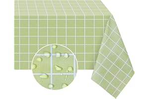 Romanstile Square Plastic Tablecloth, 100% Waterproof Oil-Proof Checkered PVC Table Cloths, Heavy Duty Vinyl Table Covers for Dining, Camping, Picnic, Outdoor - 54 x 54 Inch, Green