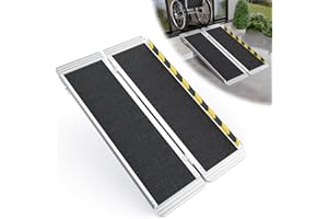 WheelX 4 Feet Portable Wheelchair Ramp, 600 LBS Capacity Folding Aluminum Threshold Ramp with Anti-Slip Surface, Mobility Access Handicap Ramp for Home Steps, Doorway, Stairs, Doorways, Scooter