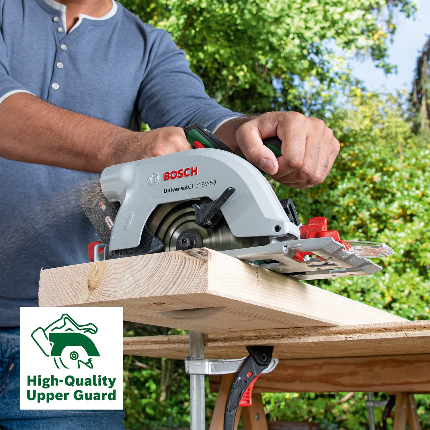 Bosch Akku-Kreissäge UniversalCirc 18V-53 (Präzises Sägen in jedem Holzmaterial; max. Schnitttiefe 53 mm; 2 tlg. Führungsschienenset; 18 Volt System; ohne Akku) – Amazon Edition 7