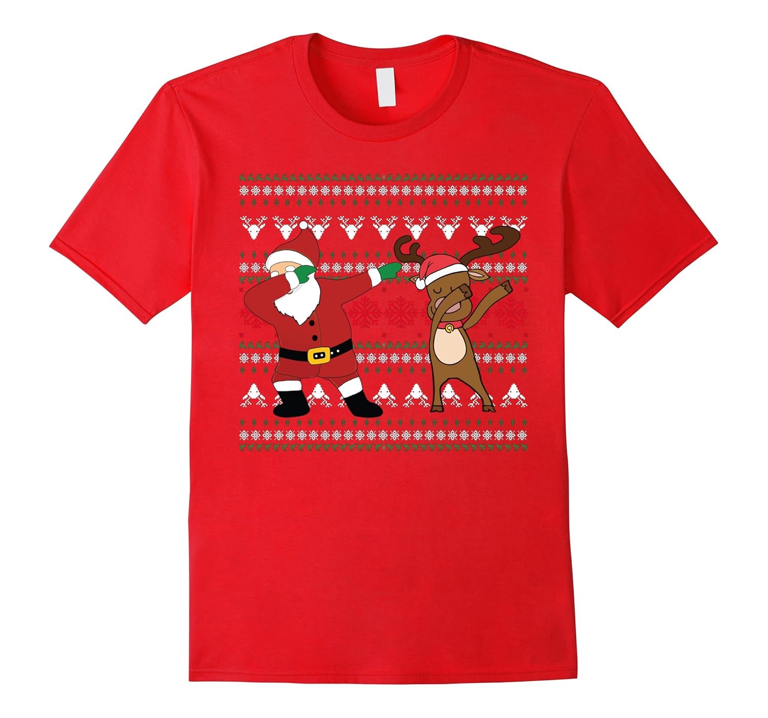 Dabbing Santa & Rudolph T-Shirt Ugly Christmas Sweater Tee-ANZ