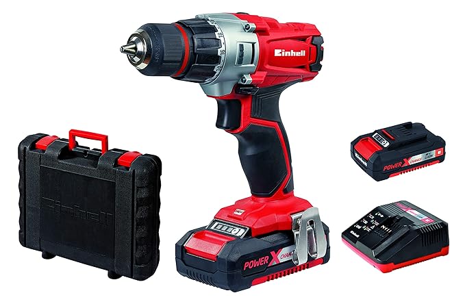 Einhell Akkuschrauber TE-CD 18/2 Li Power X-Change (Lithium Ionen, 18 V, 2 Gang, 44 Nm, LED-Licht, Koffer, inkl. 2 x 1,5 Ah A