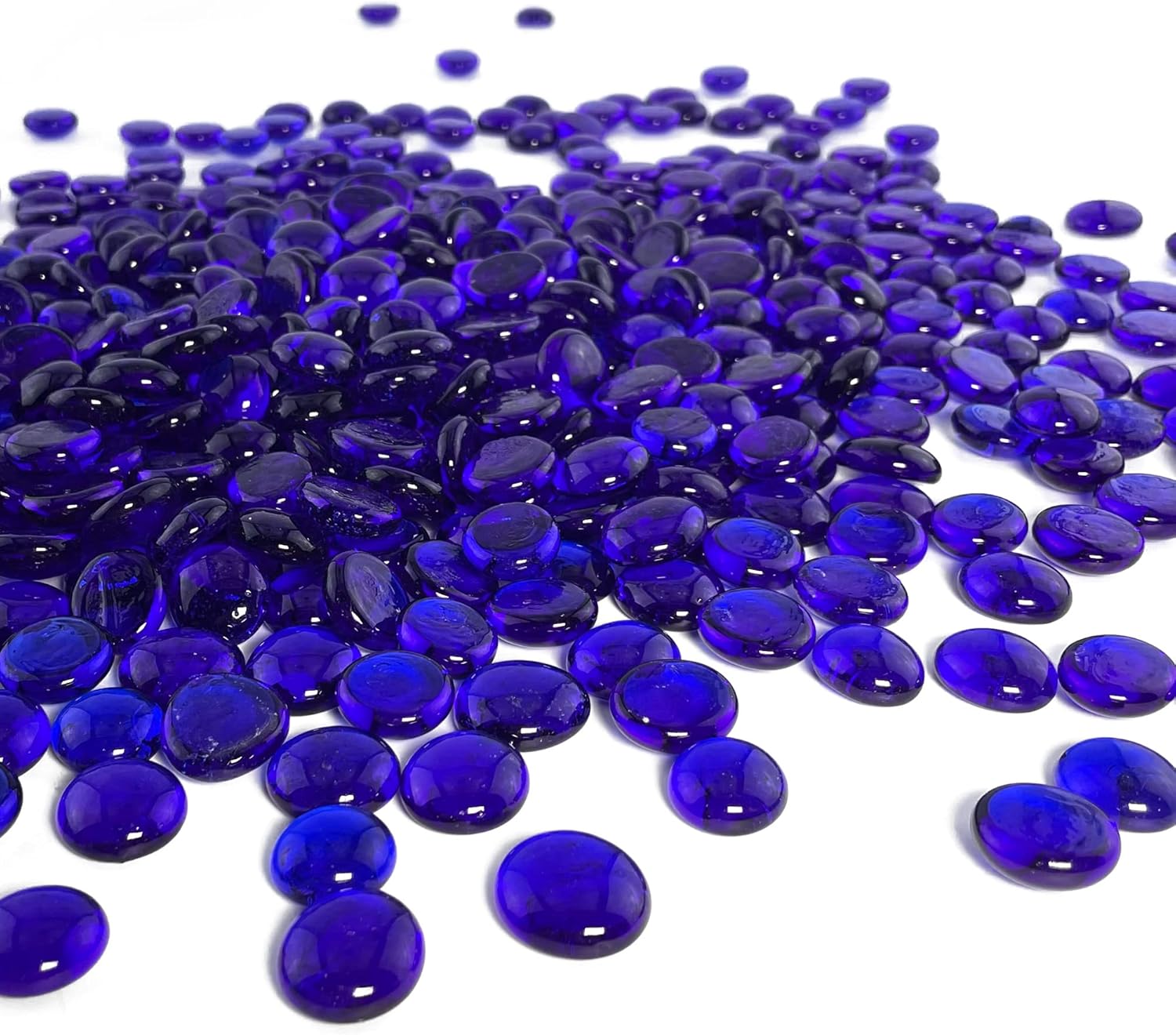 Vase Fillers - CYS EXCEL 5LBS Cobalt Blue Glass Gemstone Beads Vase Fillers Flat Marble Beads Multiple Color Choices Aquarium Decor Rocks Floral Stones Decorative Mosaic Glass Gem Pebbles