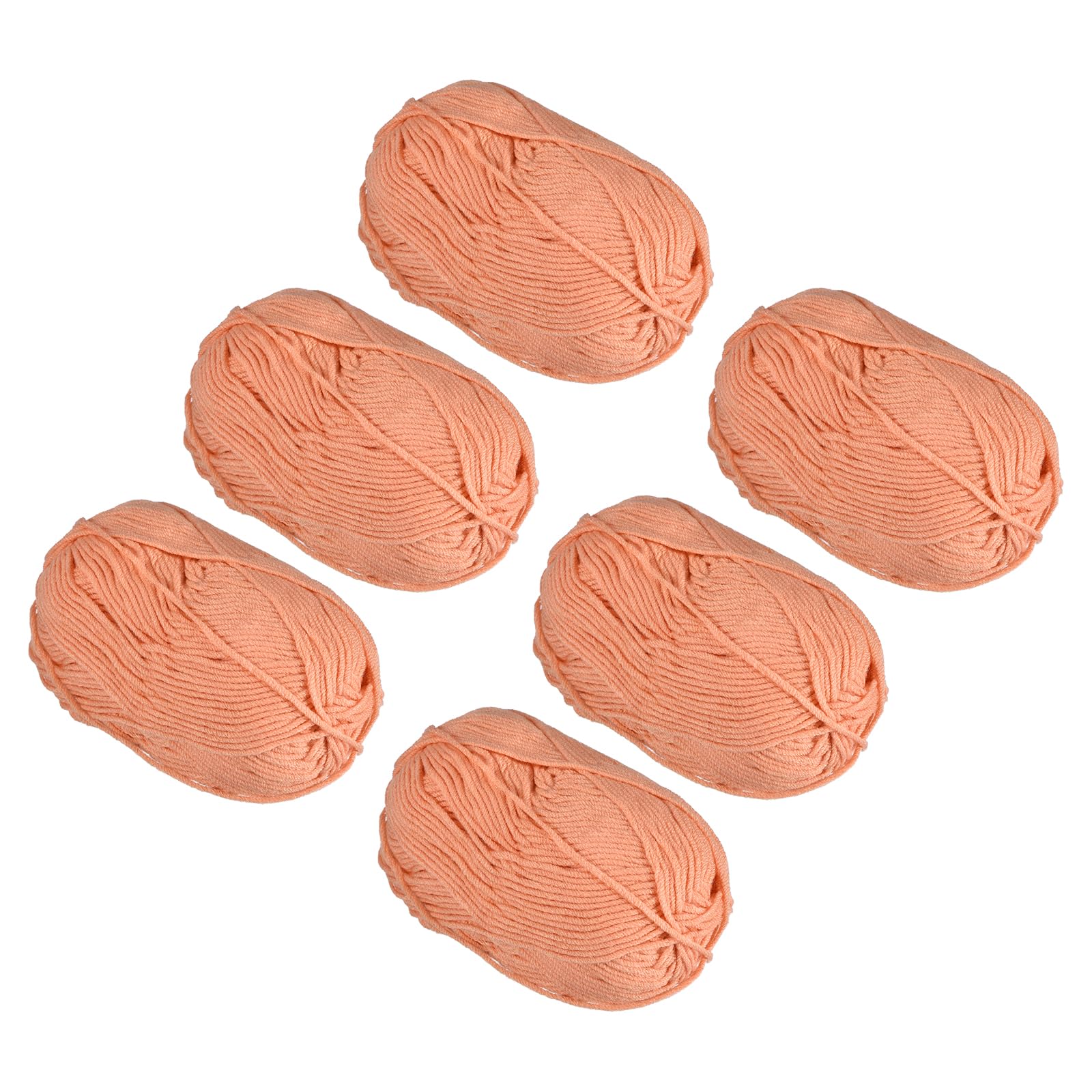 METALLIXITY Acrylic Yarn(50g/1.76oz) 6Pcs, Acrylic Soft Crochet Yarns, Light Orange