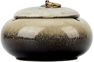 LIMIROLER Large Size Color Glaze Cigarette Ashtray Windproof and Rainproof Outdoor Ceramic Ashtray Travel Portable Ash Tray with Metal Lifting Ring Lid Decorative Ashtray (Marble)
