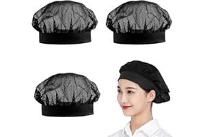 MANJIAMEI Mesh Chef Caps 3PCS Unisex Elastic Catering Hats Restaurant Kitchen Cooking Hats Industrial Workshop Hair Nets Adju