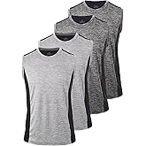 Knuffnee 4 Pack Men's Workout Tank Tops Athletic Gym Muscle Tank Tops Quick Dry Sleeveless T-Shirts