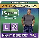 Depend Night Defense Incontinence Underwear for Men, Overnight, Disposable, Large, 28 Count (2 Packs of 14) (Packaging May Va