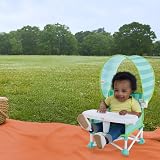 Bright Starts Pop N Sit Cabana Portable Booster Chair Teal 6m-3y UPF Canopy view 2