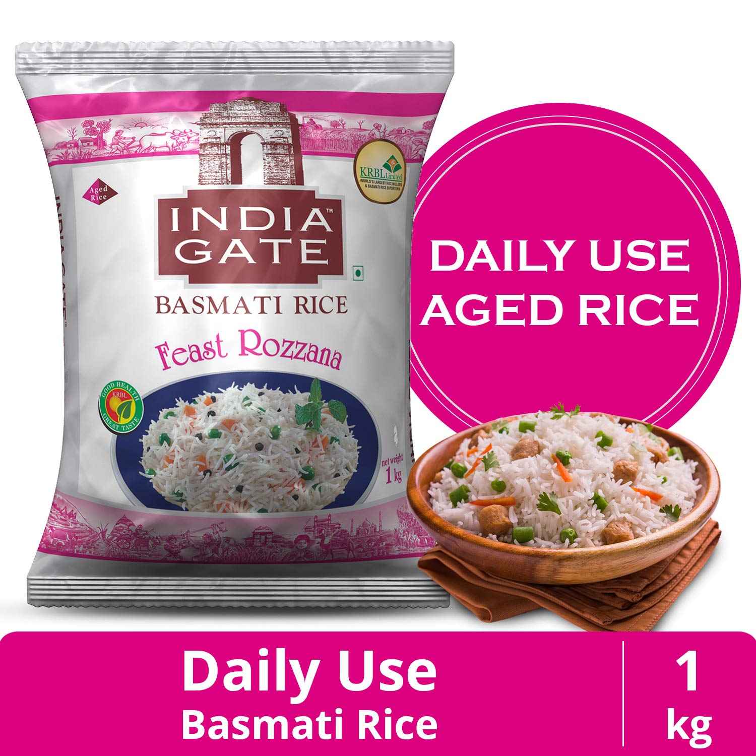 India Gate Basmati Rice Pouch, Feast Rozzana, 1kg Amazon.in Amazon Pantry