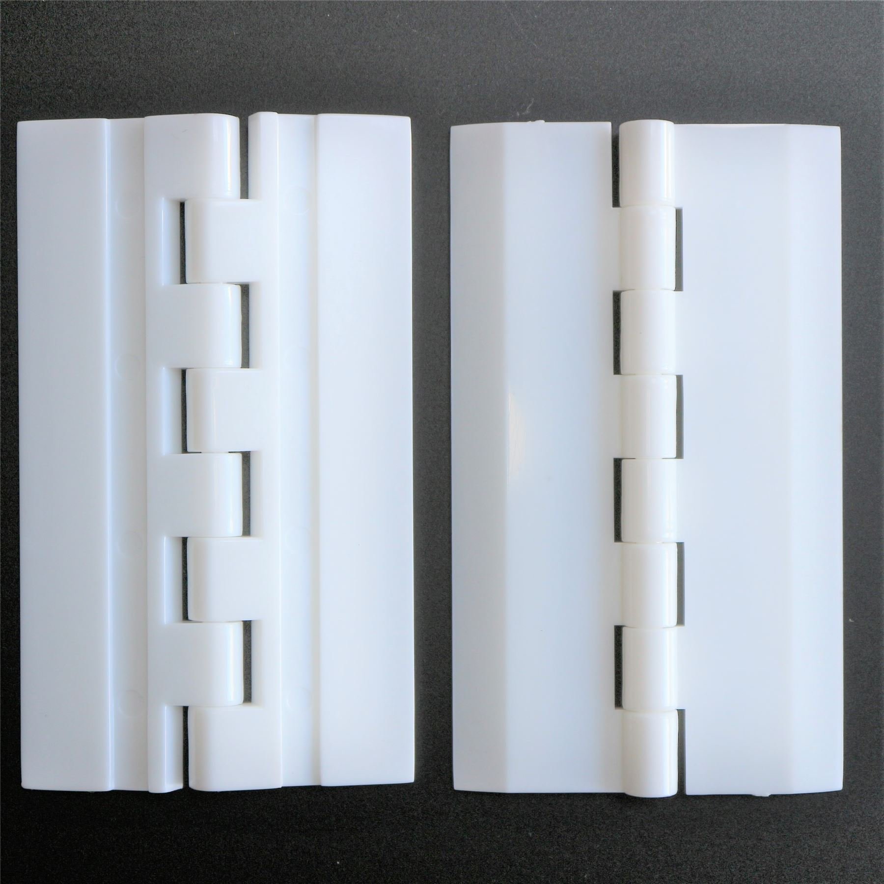 Caterpillar Red Modern White Acrylic Continuous Piano Hinges, 2 Pack, 75mm x 45mm, Polished Finish