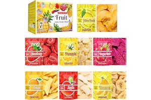 IMAKART Freeze Dried Fruit Set - 140g Natural Fruit Snacks, Gluten Free, Sugar Free, Healthy Snacks for Kids, 100% Pure Fruits, Great for Lunch, Cereal, Smoothies, Food Gifts, Pack of 7-0.71 oz Each