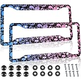 Skull License Plate Frames Skeleton License Plates Frame Holder Cover Metal Aluminum Halloween Car Tag for USA Ca Vehicle Standard Women Men(Set of 2, 12.3