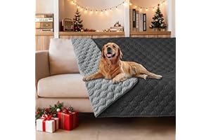 gogobunny 100% Double Sided Waterproof Dog Blanket Soft Pet Bed Cover Reversible Protect Furniture Couch Sofa Car for Puppy Large Dog Cat (Dark Charcoal/Light Charcoal, 52x82 Inch (Pack of 1))