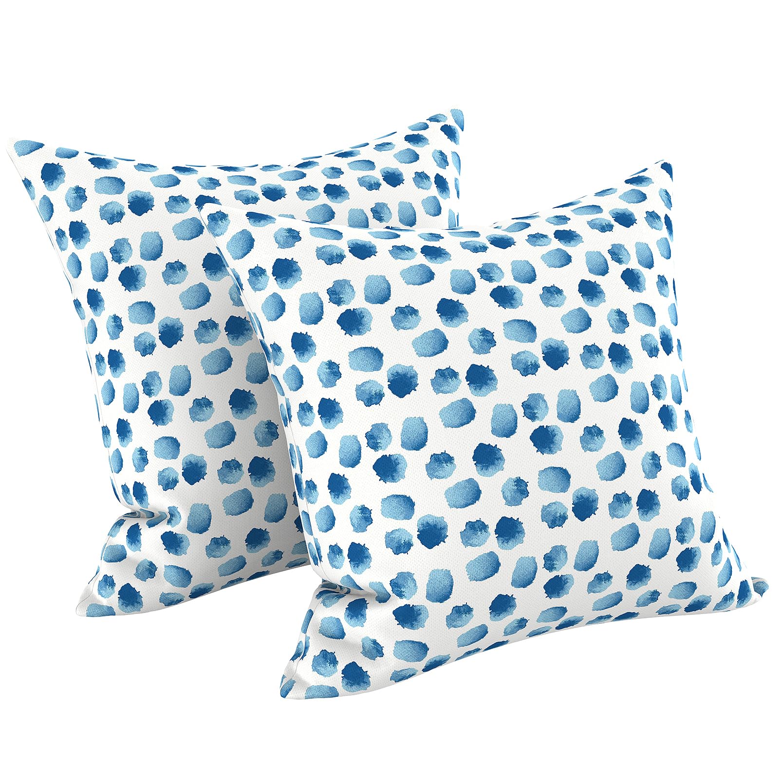 LVTXIII 2 Pack Outdoor Throw Pillow Covers for Patio Furniture, 16x16 Inch Square Pillow Case, Water-Repellent Cushion Covers for Garden, Porch, Sofa, Brush Blue