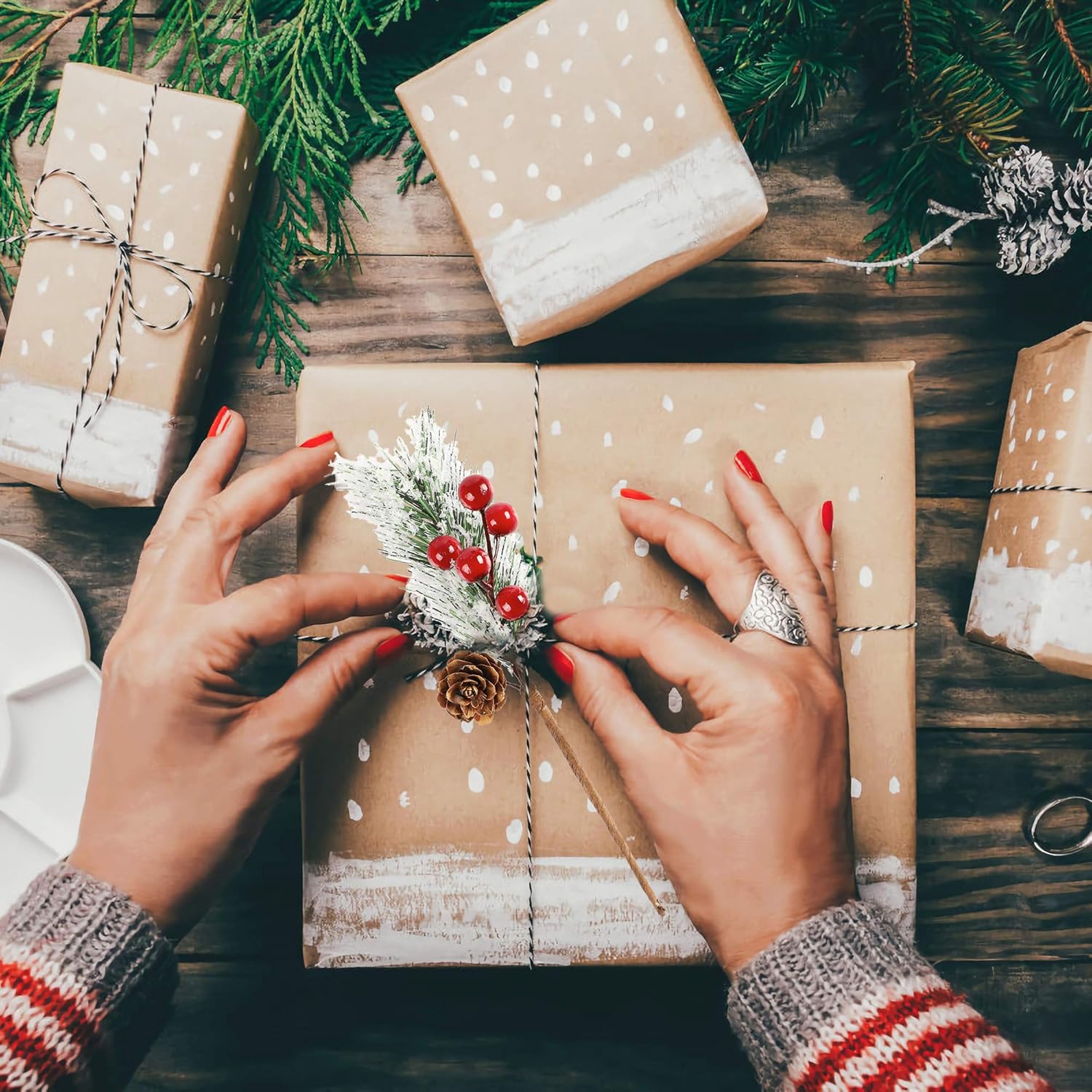 ramo de flores para hacer coronas decoraciones navideñas Lote de 4 