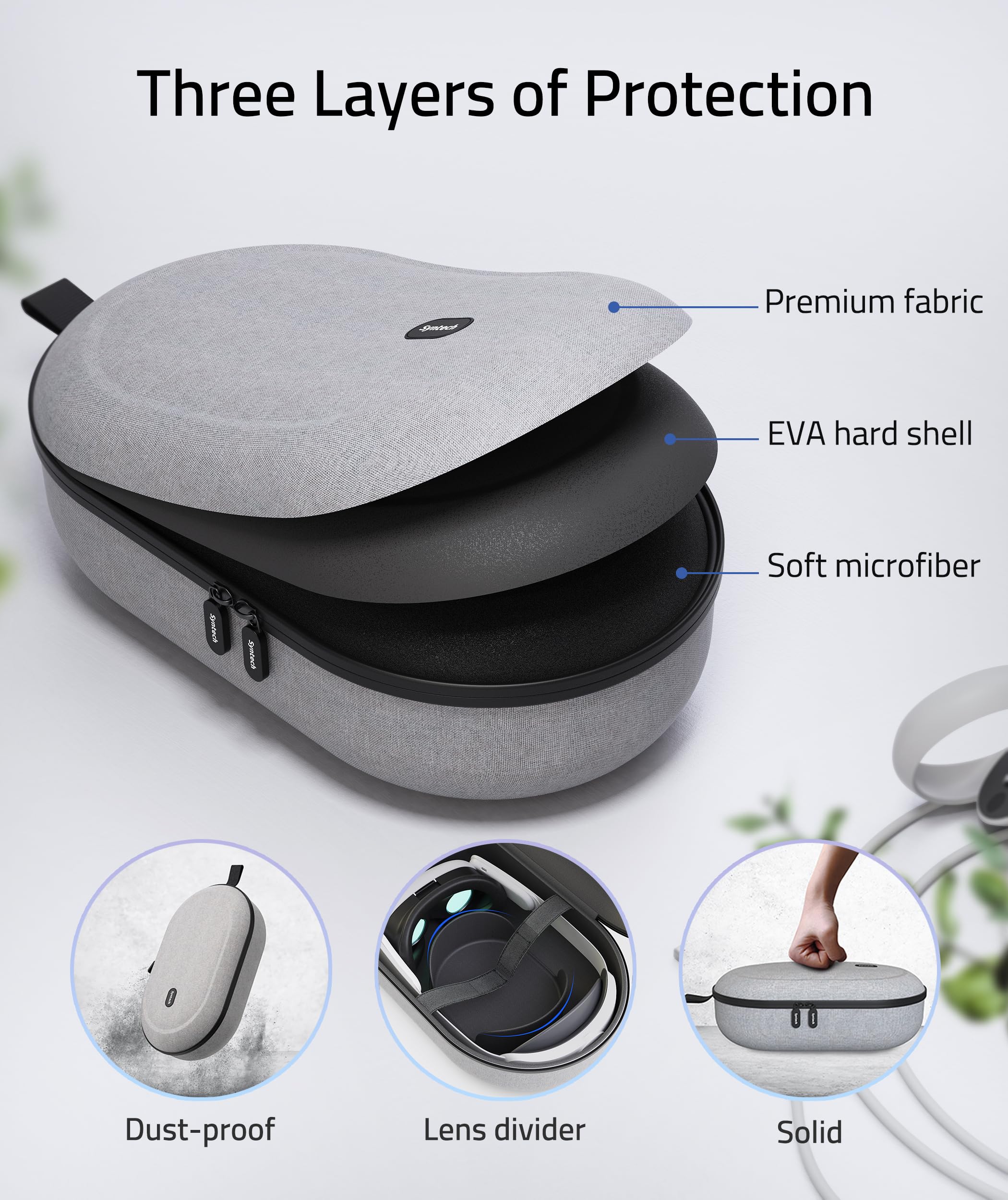Syntech Hard Carrying Case Compatible with Meta Quest 3S/Quest 3/Oculus Quest 2/VP/Pico4, Accessories VR Headset with Elite Strap, Touch Controllers for Travel Storage (Do Not Fit 3rd-party Headstrap)