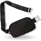 Boutique Belt Bag | Crossbody Fanny Pack for Women Fashionable | Cute Mini Everywhere Bum Hip Waist Pack | Fashion Travel Chest Bag | Silver Accessories | Adjustable Small Strap | Black