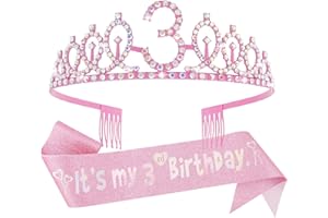 Canitor Birthday Decorations for Girls - Crown Tiara Sash Set and Headband Gift