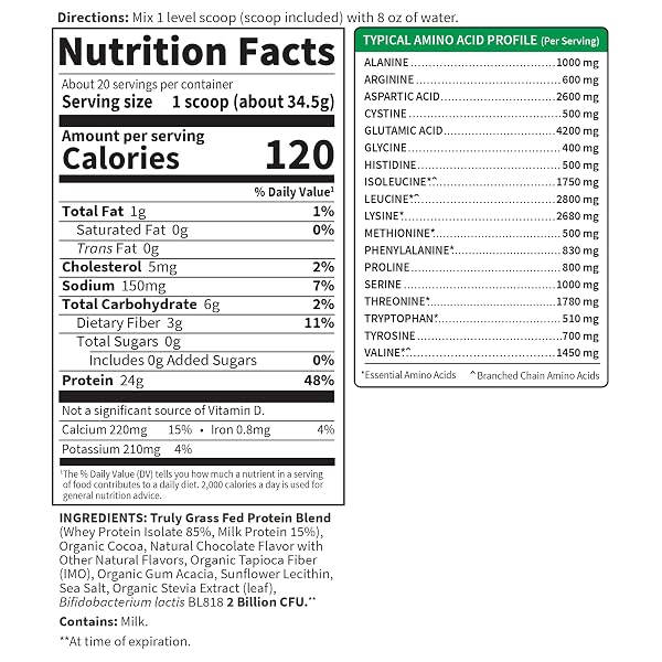 GARDEN OF LIFE SPORT WHEY PROTEIN POWDER CHOCOLATE, PREMIUM GRASS FED WHEY PROTEIN ISOLATE PLUS PROBIOTICS FOR IMMUNE SYSTEM HEALTH, 24G PROTEIN, NON GMO, GLUTEN FREE, COLD PROCESSED – 20 SERVINGS