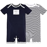 Burt's Bees Baby Baby Boys Rompers, 100% Organic Cotton One-piece Coverall and Layette 2-pack Set