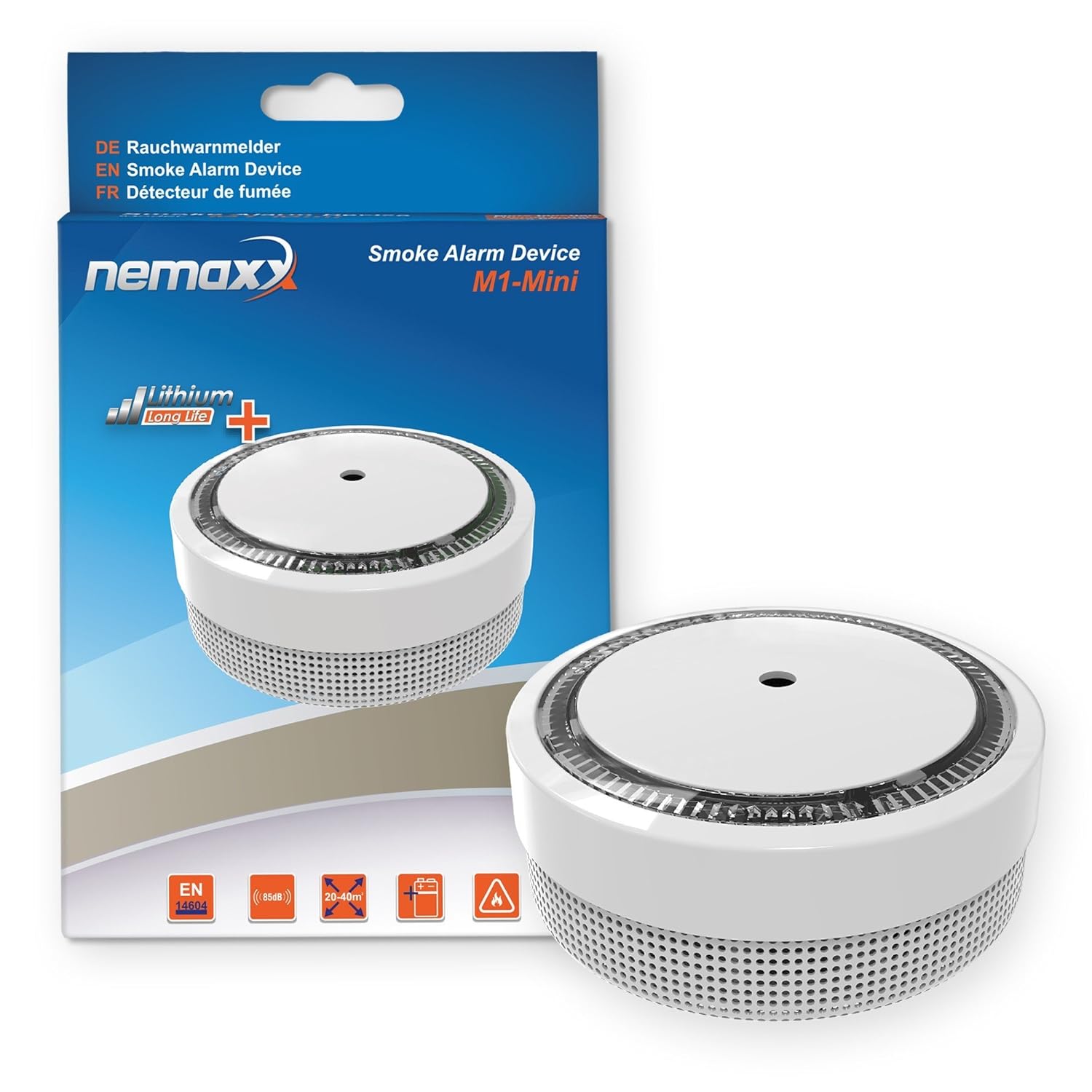 15x Nemaxx Detector de Humo M1-Mini sensibilidad fotoeléctrica - con batería de Litio Tipo DC3V - Conforme la Norma DIN EN14604 & VDS - Blanco: Amazon.es: ...