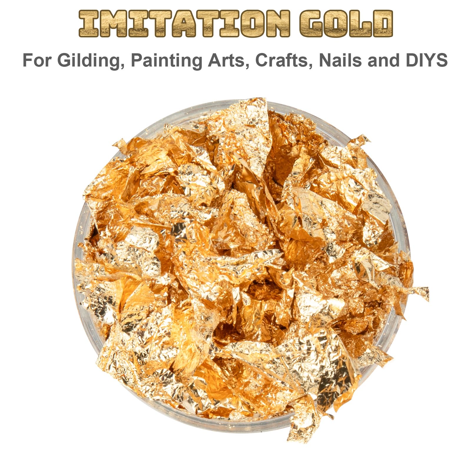 Gold Foil Flakes for Resin, Gold Leaf Flakes, Gold Flakes for Crafts, Nail Art, Painting, Crafts, Slime and Resin Jewelry Making, DIY Crafts, 10g Metallic Gold Foil Flakes