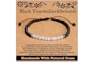 CHCCOYE 468Handmade Adjustable Natural Gemstone Crystal Bracelet Healing Power Energy Inspirational Gifts with Card for Unisex