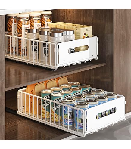 MGMGART Sliding Pull-Out Cabinet Drawer Organizer - 9.6x14.8x7.5 Inch, Black, No-Drill Adhesive Installation - View #5