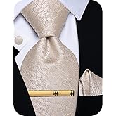 YourTies Silk Ties for Men Paisley Floral Striped Necktie and Pocket Square Cufflinks Tie Clip Set 4PC