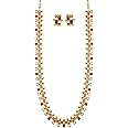 I Jewels 18K Gold Plated Indian Traditional Wedding Bollywood Golden Necklace Jewellery With Earrings For Women (MC041Q)