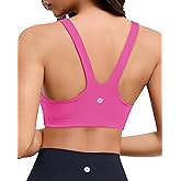 RIOJOY Sports Bras for Women, Double Lined Womens Sports Bras with Removable Pads, Racerback, Square Neck Gym Yoga Sport Bra