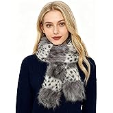 Greenery-GRE Women Faux Fur Scarf Long Soft Plush Winter Furry Neck Warmer Shawl Leopard Wrap Stole for Cold Weather Party Outfit