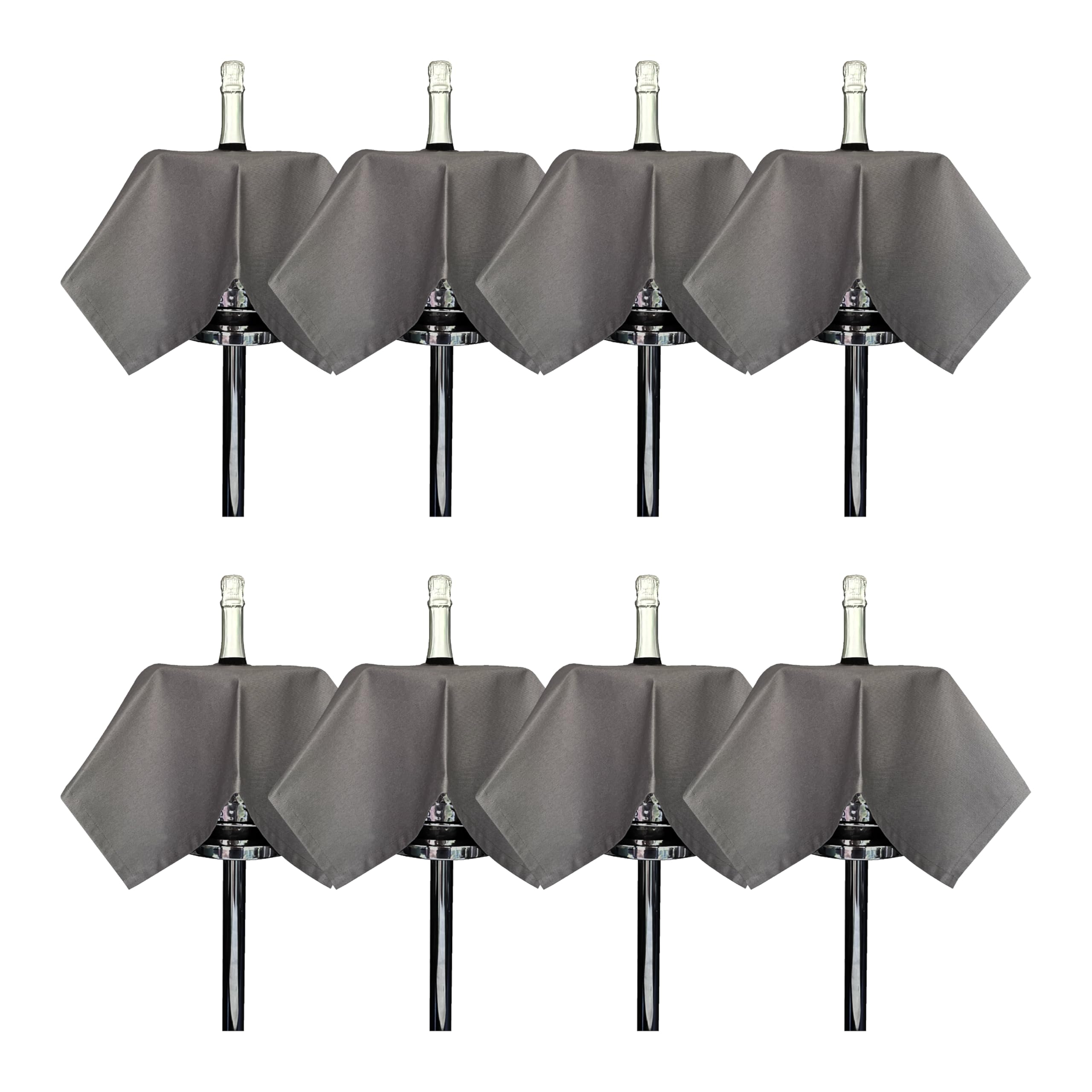 BottleCloths - Original Collection, Bottle Cloths for Ice Buckets, Cotton, 54 cm, Center Hole, Stitched Circle (Platinum, Pack of 8)