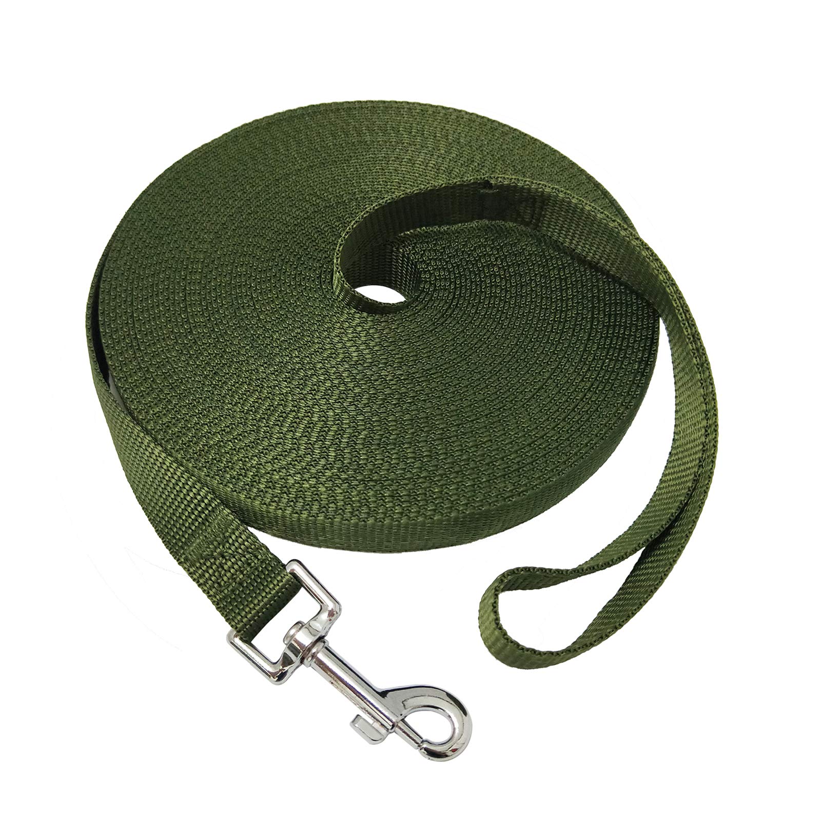 Nylon Training Dog Leash for Small Medium Large Dogs, 15ft 20ft 30ft 50ft Long Leash Dog/Puppy Lead for Obedience Recall Training, Camping (50ft, Green)