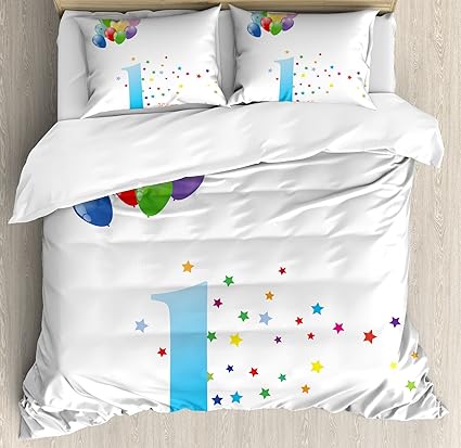 Amazon Com Ambesonne 1st Birthday Duvet Cover Set King Size Kids