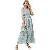 Womens Summer Casual Half Sleeve Bohemian Floral Tiered Maxi Dress