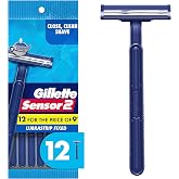 Gillette Sensor2 Men's Disposable Razor, 12 Count (Pack of 3), Blue