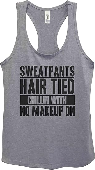 Trendy Song Lyrics Tank Tops Sweat Pants Hair Tied Royaltee Hip