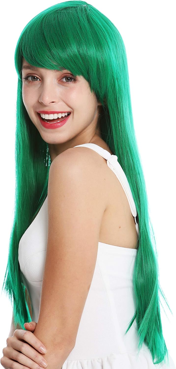 WIG ME UP - YZF-41062-T2615 women's quality wig Cosplay long sleek fringe parted green, Dark green (T2615), Length: approx. 60 cm - Image 4