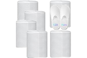 JaGely 120 Pairs Bulk Disposable Slippers Non Slip Hotel Spa Slippers Fluffy Closed Toe for Home Indoor Wedding Travel Party Guests Men Women