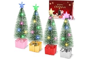 BEFANS Mini Christmas Tree with Lights, 4 Pack Tabletop Christmas Tree with LED Lights for Indoor Christmas Decorations Holiday Party Ornagment, Christmas Centerpieces for Tables (4)